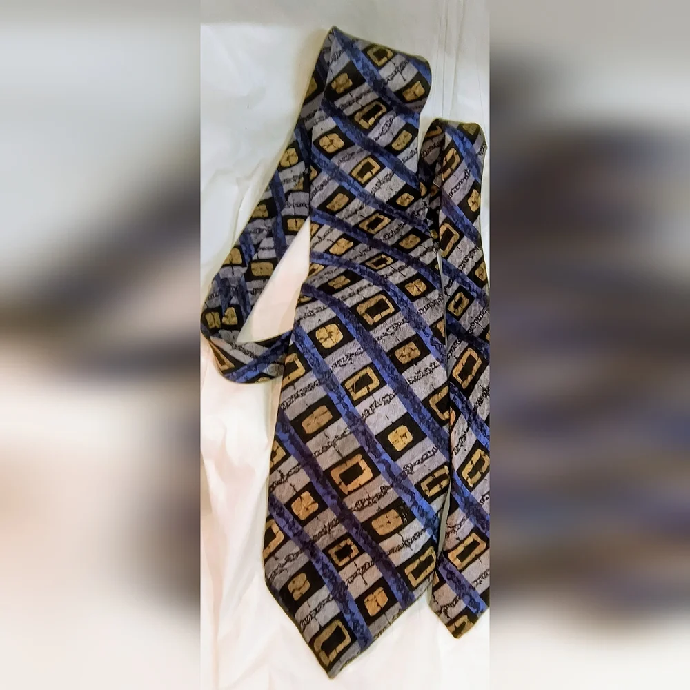 MULBERRY - 2 Mulberry Geometric Pattern Ties & 1 Thai Silk Tie Bundle‎